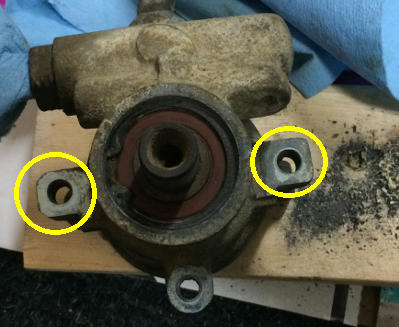 Drill the threads out of your YJ power steering pump